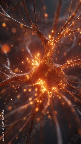 Neural Network: A detailed depiction of a neural network in vibrant hues, showcasing intricate connections and energetic sparks of information flow within the human brain. 