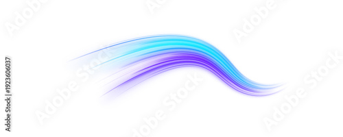 Purple and cyan neon streaks ripple in smooth spirals on a PNG layer. Glowing highlights accentuate dynamic motion. Perfect overlay for sci-fi and tech visuals.