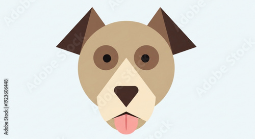 Cartoon dog face with brown ears and pink tongue on light background vector illustration