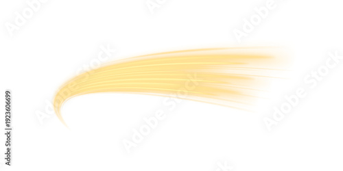 Yellow neon streaks curve smoothly in the PNG background. Motion blur conveys dynamic energy and speed. Ideal overlay for futuristic or sci-fi visuals.