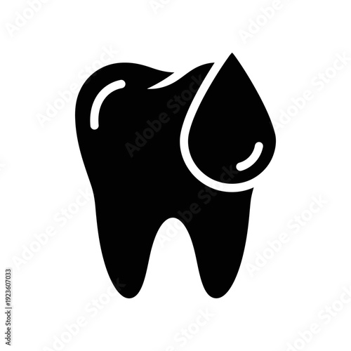 High-quality vector illustration of an isolated black tooth with a visible cavity, representing dental health issues, minimalist design, ideal for medical, dental care, and educational materials.
