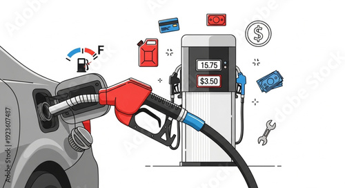 Fuel Pump Nozzle Refueling Vehicle.