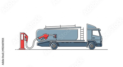 Fuel Truck Refueling at Station.