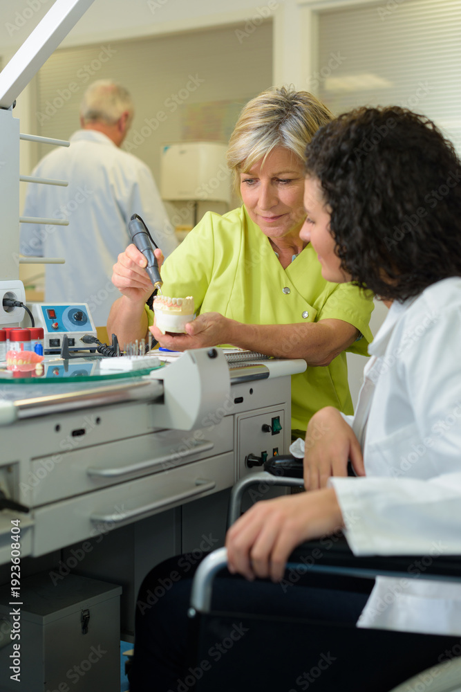 Fototapeta premium portrait of female dentist with prosthesis