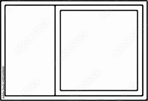 Divided rectangular frame with internal divisions creating two sections