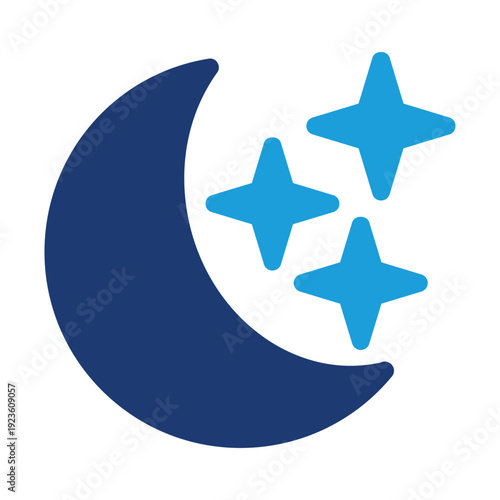 Moon with stars colored icon vector design good for web or mobile app