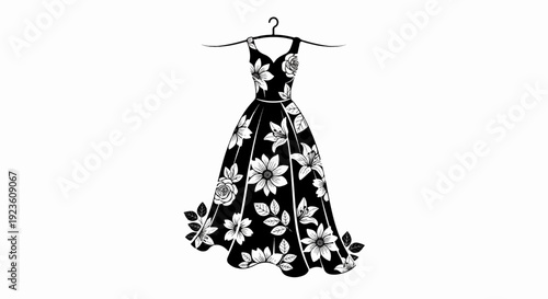 Black floral dress on a hanger