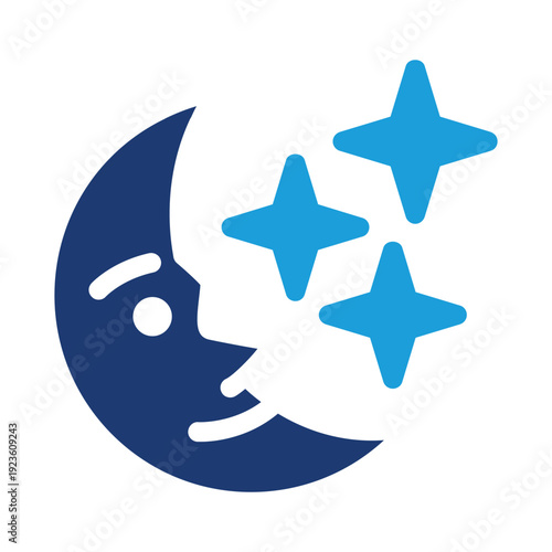 moon face with stars colored icon vector design good for web or mobile app