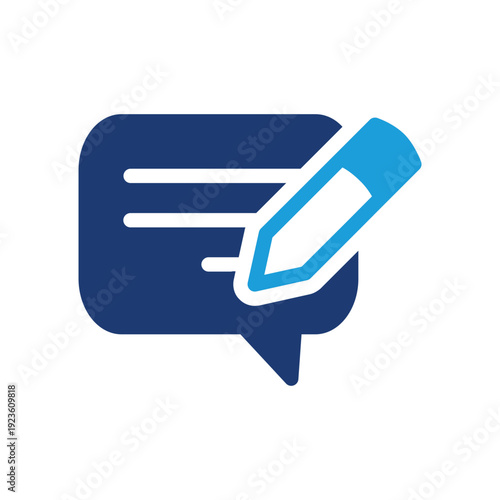 chat bubble with pencil colored icon vector design good for web or mobile app