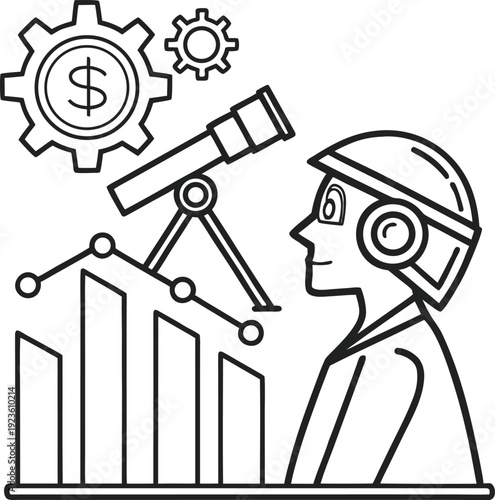 Analyst utilizing technology to examine financial growth and market trends