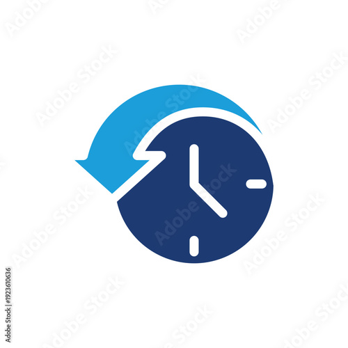 Clock with simple backward arrow colored icon vector design good for web or mobile app