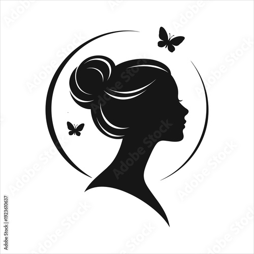 Silhouette of woman with hair bun