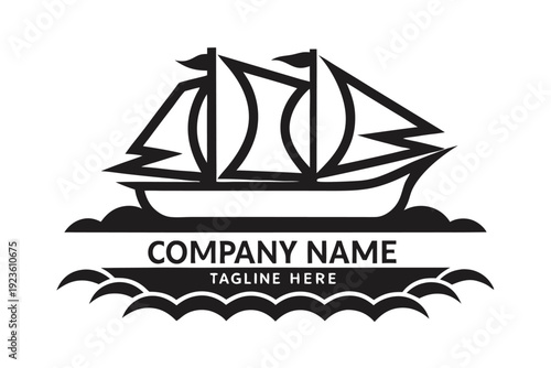 Classic sailboat navigates on serene waves with elegance and modern simplicity visible in artwork