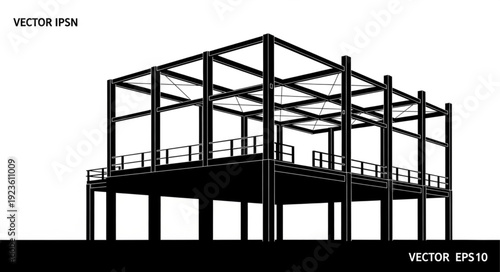 Industrial Building Structure Vector Illustration.