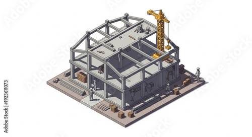 Industrial Building Under Construction Site.