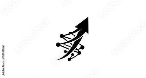 Dynamic Process Flow Logo with Upward Spiraling Arrow and Connected Nodes