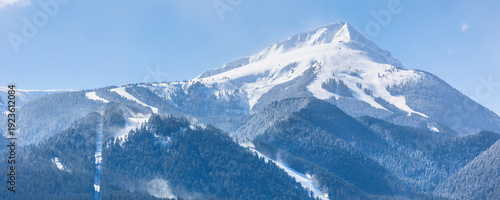 ski slopes in Bansko, Bulgaria winter banner