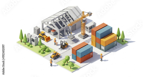 Industrial Construction Site with Buildings.