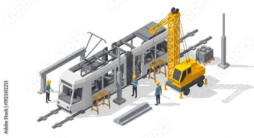 Industrial Construction Site with Crane.