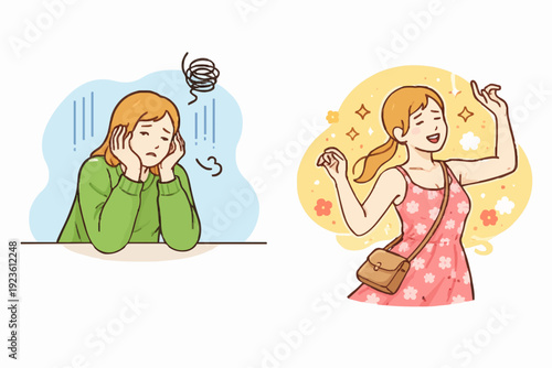 Woman Feeling Different Ways