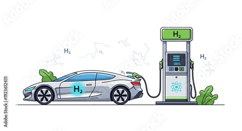 Hydrogen Car Refueling at Station.
