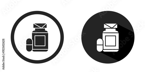 Medicine logo. Drug icon vector design black color. Stock vector.
