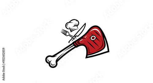 Illustration of Lamb Chop with Utensils.