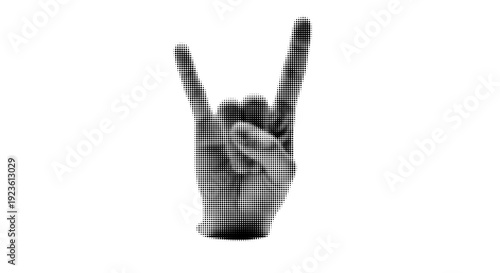 Halftone Rock Hand Gesture Vector Illustration Isolated on White Background