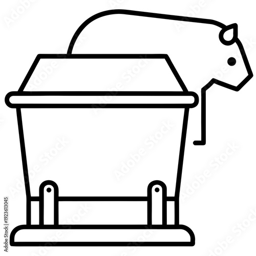White outline icon of a trash can or bin with a lid, for waste disposal