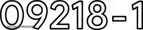 Black outlined numbers 0, 9, 2, 1, 8, hyphen, and 1 on white background