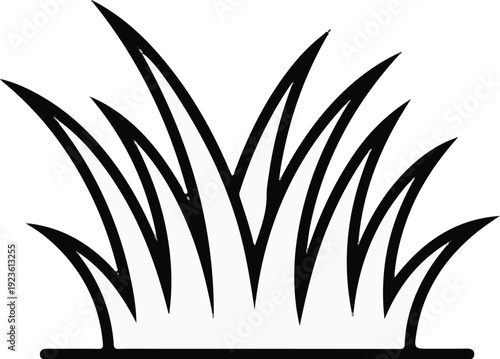 Clump of stylized grass blades with sharp points, rendered in black outline