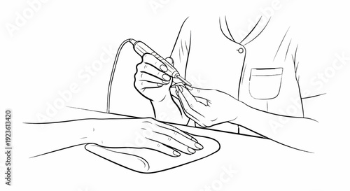 Close-up of hands receiving manicure with electric file