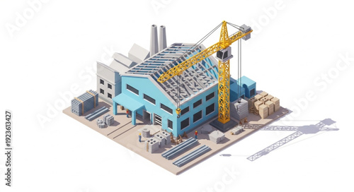 Industrial Building Construction Site Model.