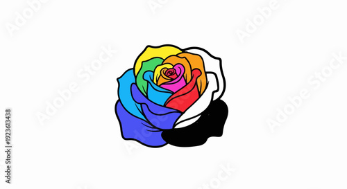 Colorful rose bloom with rainbow petals