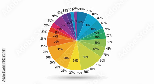 Colorful pie chart showing percentages of various data slices