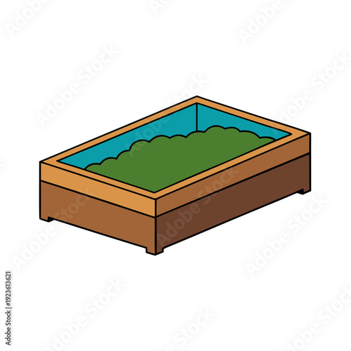 Simple Isometric Sandbox with Green Grass and Blue Water