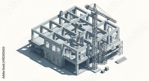 Industrial Building Construction Site Rendering.