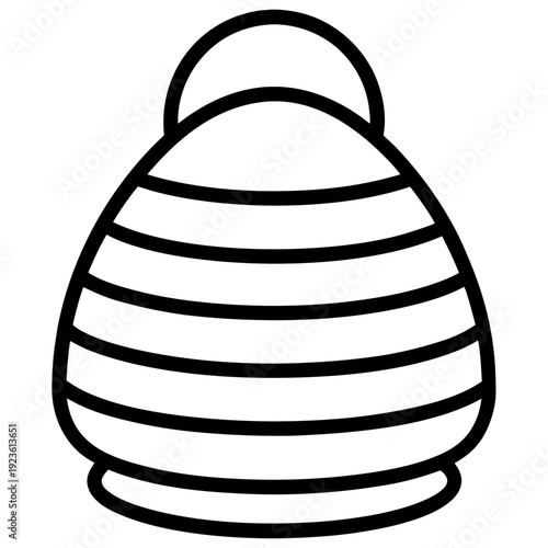 White Beehive Silhouette on Black Background, Simple Apiculture Icon