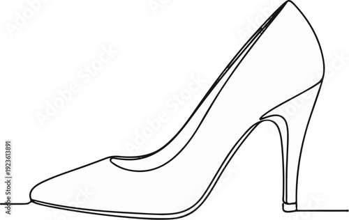 Elegant high-heeled shoe, depicted with a clean, continuous line art style