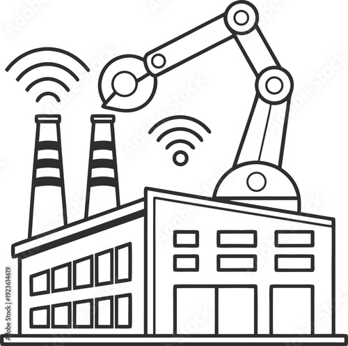 Industrial robotic arm integrated with a factory for smart manufacturing processes