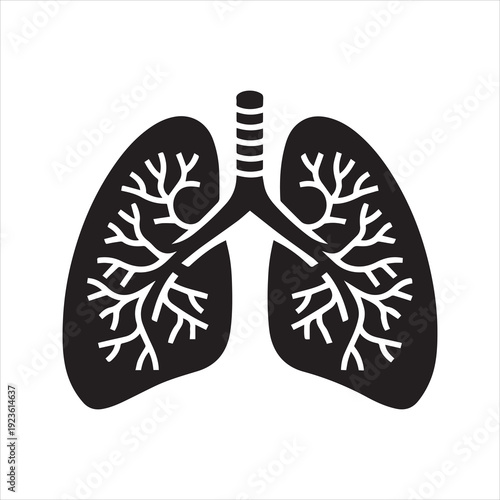 Human Lungs Silhouette Icon – Minimal Flat Anatomy Vector Design
