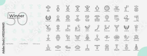 Winner Line Editable Icons set