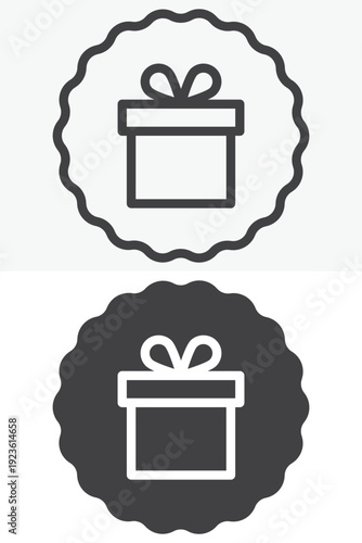 Gift box offer icon set in line and solid style. Outline and solid gift box offer icon with editable stroke vector sign and symbol for special promotion.