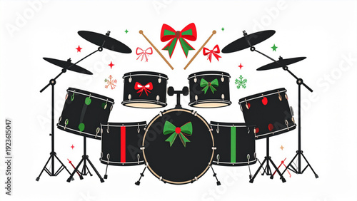 Christmas Drum Silhouette Set – Festive Percussion Holiday Vector Icons