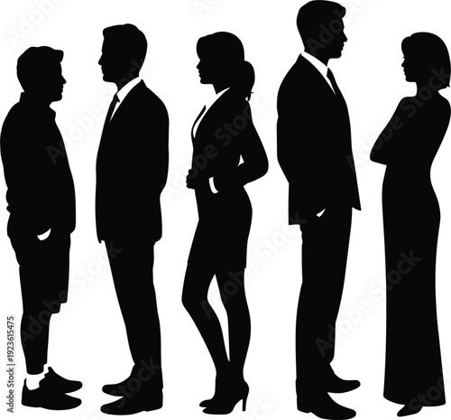 Diverse Group Silhouettes Showing Different Ages And Professions On White Background people woman