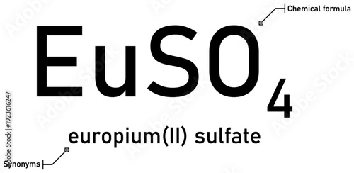 Europium (II) sulfate chemical formula with callout titles