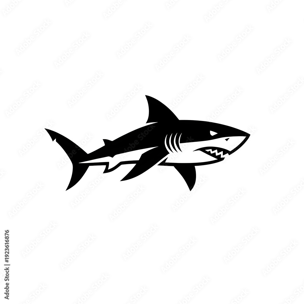 Obraz premium Fierce Shark Illustration - A Symbol of Power and the Ocean's Predator