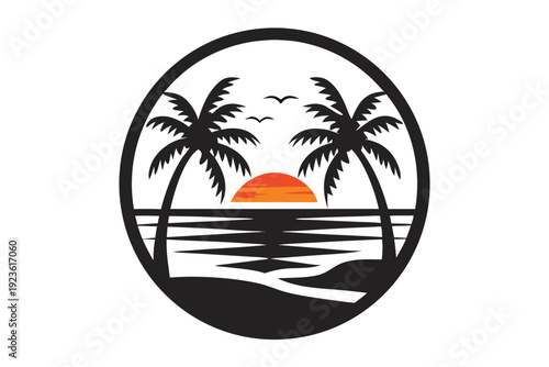 Monochrome tropical beach featuring two deck chairs under a cloudy sunset sky