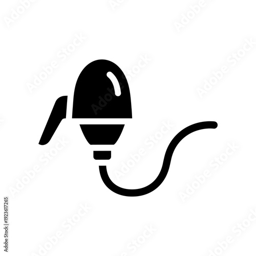High-quality vector illustration of a sleek black wireless computer mouse with a smooth, modern design, ideal for tech, business, and digital marketing projects.