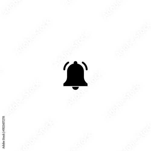Black solid ringing notification bell icon. Created in a minimalist flat style with a dark silhouette.